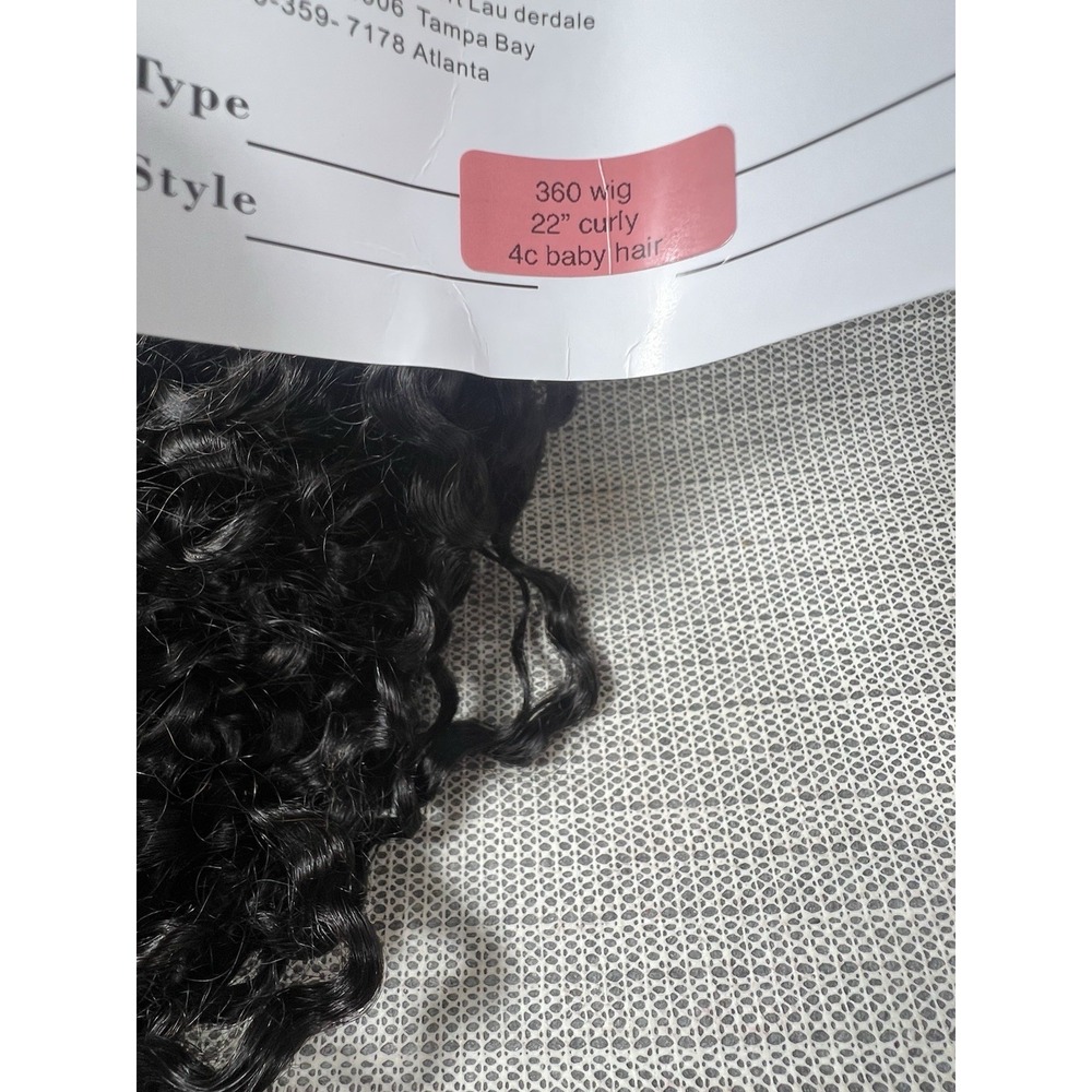 Miss Hair Boutique 100% Human Hair 360 Wig 22" Curly 4C Baby Hair - Picture 3 of 6
